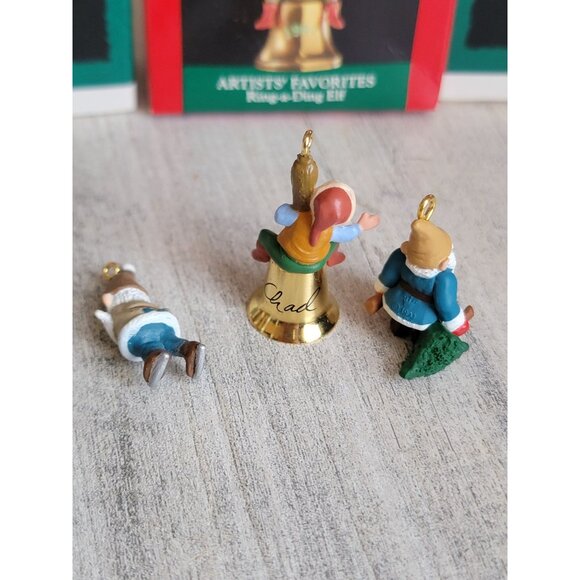 Hallmark miniature elf Woods Bell variety ornament Xmas set - Picture 5 of 5